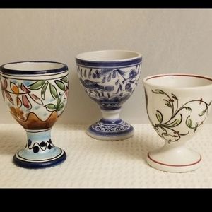 Set of 3 hand painted egg cups from Portugal